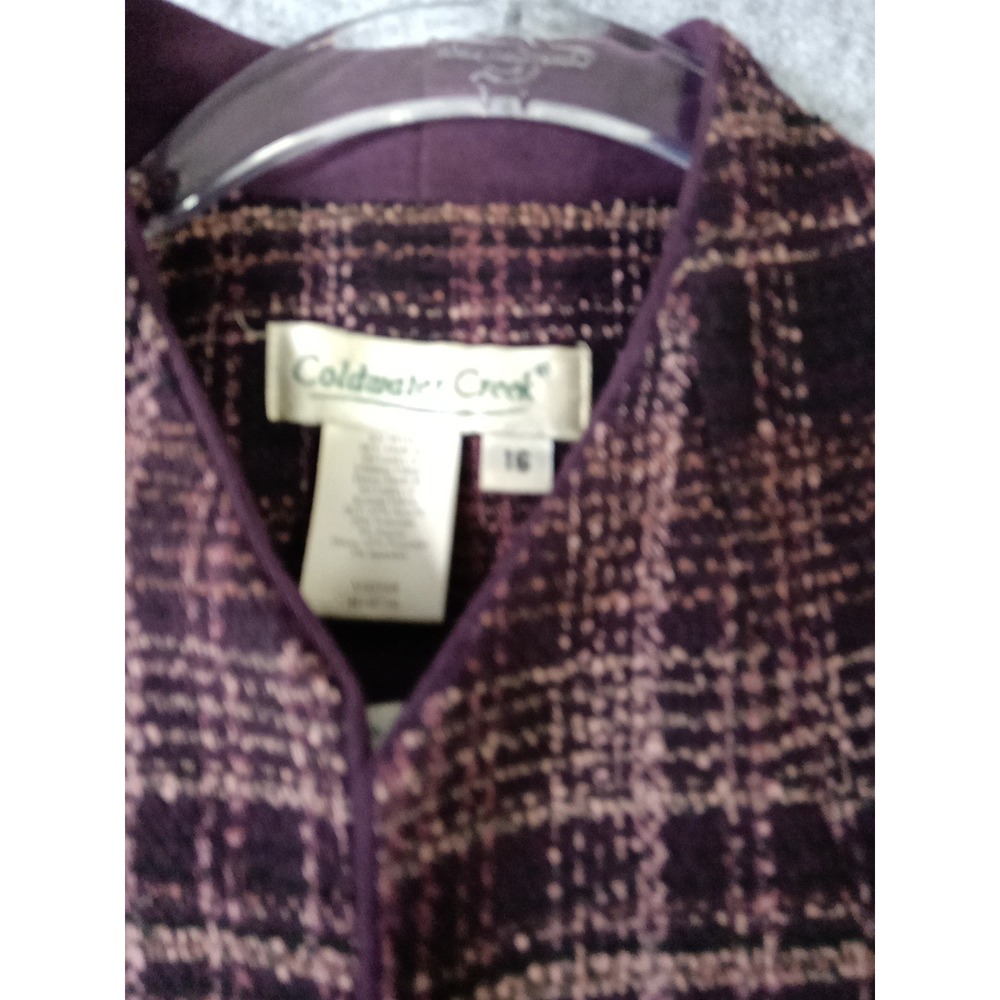 Coldwater Creek 2 Pc Dress Set Size 16 Purple Plaid Jacket Midi Dress Women - Picture 8 of 12